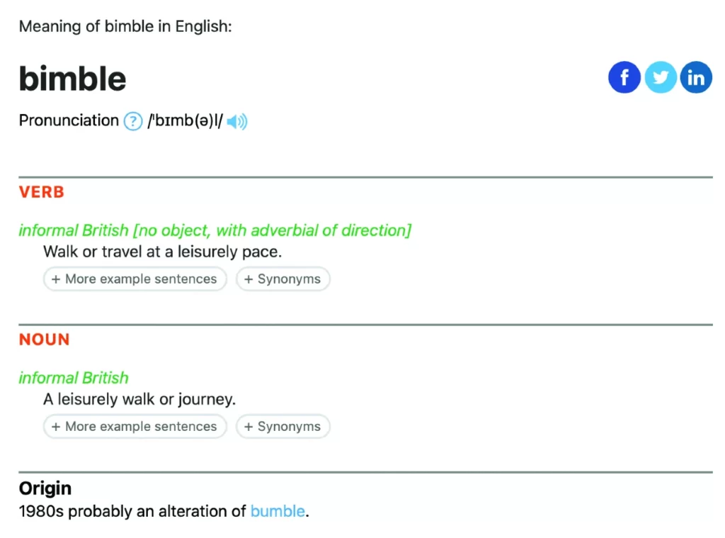 definition of bimble in english